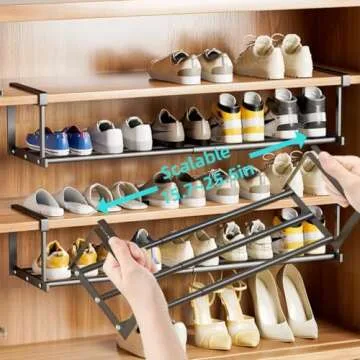 GWJWAJAY Expandable Shoe Rack Adjustable Shoe Rack Expandable Shoe Rack for Closet extendable Shoe R...