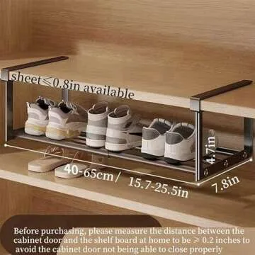 GWJWAJAY Expandable Shoe Rack Adjustable Shoe Rack Expandable Shoe Rack for Closet extendable Shoe Rack Under Shelf Expandable Closet Shelf Under Cabinet Shelf Hanging Retractable Shoe Rack(Black)