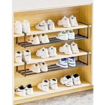 GWJWAJAY Expandable Shoe Rack Adjustable Shoe Rack Expandable Shoe Rack for Closet extendable Shoe Rack Under Shelf Expandable Closet Shelf Under Cabinet Shelf Hanging Retractable Shoe Rack(Black)