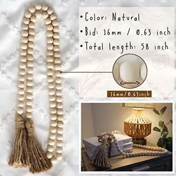 Modern 5th Boho Home Decor Set – 58" Bead Garland – 5 Link Wood Chain – Set of 3 Faux Books – Home Sweet Home – Bless Our Home – for Living Room – Bookshelf
