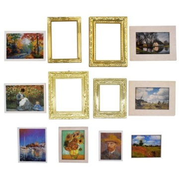 iLAND Dollhouse Frames with Classic Paintings Set for Kids