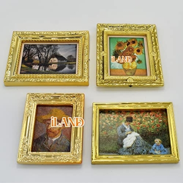 iLAND Dollhouse Frames with Classic Paintings Set for Kids