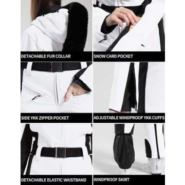 GSOU SNOW Women's Stylish Waterproof Ski Suit for Winter