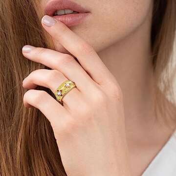 COARVXA 925 Sterling Silver 14K Gold Plated Clover Zircon Rings | Clover Rings | Stackable Dainty Cl...