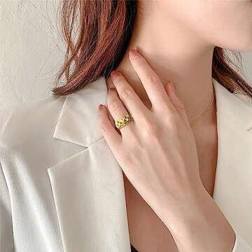 COARVXA 925 Sterling Silver 14K Gold Plated Clover Zircon Rings | Clover Rings | Stackable Dainty Clover Zircon Rings Adjustable Jewelry Wedding High Jewelry Party Gifts for Women