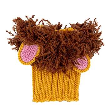 Zoo Snoods Lion Costume - Knit Mane Dog Snood Ear Wrap for Pets, Warm Neck Cover for Halloween and Winter (Medium)