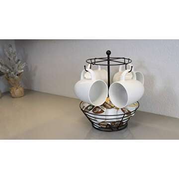 Nifty Coffee Pod & Mug Carousel – Holds 4 Cups, Capsule Storage, Spins 360-Degrees, Lazy Susan Pla...