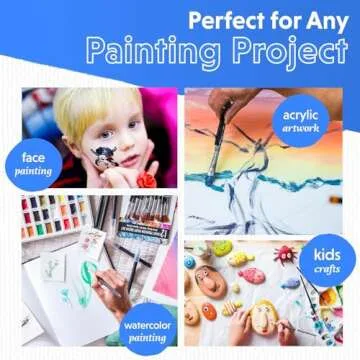 Crafts 4 All Acrylic Paint Brushes - Pack of 12 Professional, Wide and Fine Tip, Nylon Hair Artist Paintbrushes - Paintbrush Bulk Set for Watercolor, Canvas, Craft, Detail & Oil Painting