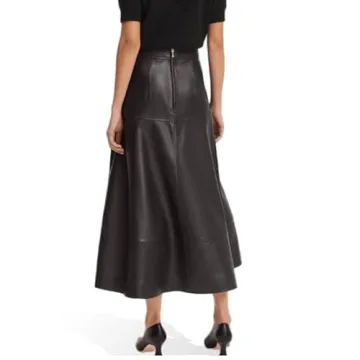Stylish Jild Lambskin Leather A-Line Skirt for Women