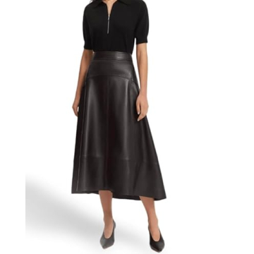 Stylish Jild Lambskin Leather A-Line Skirt for Women