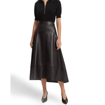 Stylish Jild Lambskin Leather A-Line Skirt for Women