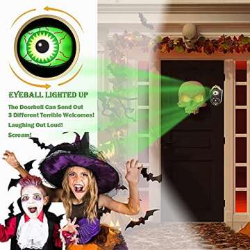 Venforze Halloween Decorations, Halloween Doorbell, Animated Eyeball with Spooky-Sounds, Halloween D...