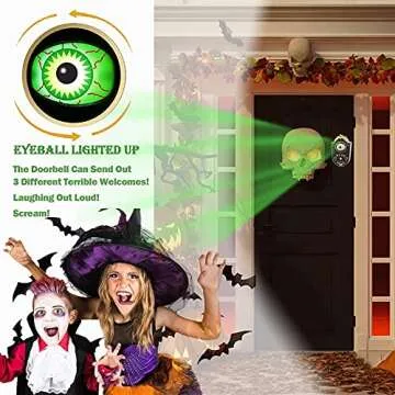 Venforze Halloween Decorations, Halloween Doorbell, Animated Eyeball with Spooky-Sounds, Halloween D...