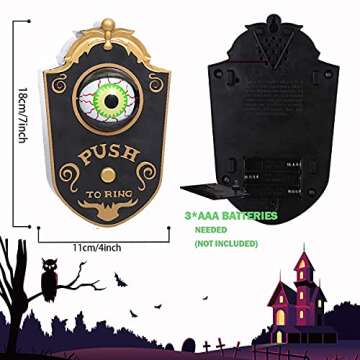 Venforze Halloween Decorations, Halloween Doorbell, Animated Eyeball with Spooky-Sounds, Halloween Decor with Lightup Eyeball,Trick Or Treat Event for Kids, for Haunted House Halloween Party