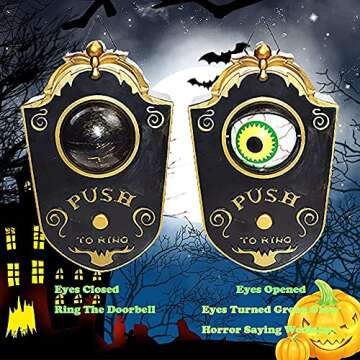 Venforze Halloween Decorations, Halloween Doorbell, Animated Eyeball with Spooky-Sounds, Halloween Decor with Lightup Eyeball,Trick Or Treat Event for Kids, for Haunted House Halloween Party