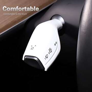 Junejour Steering Lever Cover, Carbon Fiber Steering Lever Cover, Gear Shift Cover Accessories Gear Lever Decorative Cover (White)