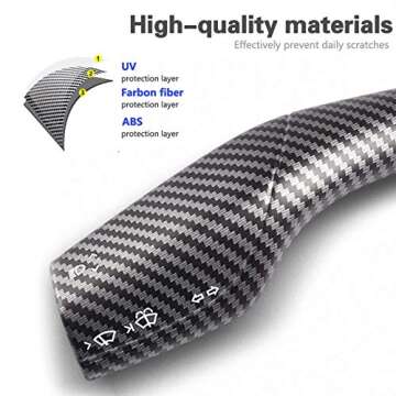 Junejour Steering Lever Cover, Carbon Fiber Steering Lever Cover, Gear Shift Cover Accessories Gear Lever Decorative Cover (White)