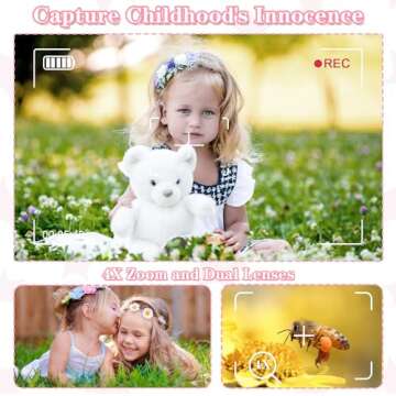 Anesky Kids Camera, Best Birthday for Girls/Boys Ages 3 4 5 6 7 8 9 10 11 12, Kids Digital Camera for Toddler with Video, Toy Camera for 3-12-Year-Olds Kids with 32GB Card - Pink