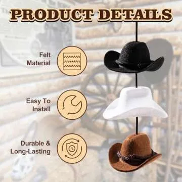 Rislobx Cowboy Hat Hanging Charm for Car Rear View Mirror - Cute Handmade Felt Hat Ornament
