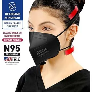 AccuMed BNX N95 Mask Black MADE IN USA Particulate Respirator Protective Face Mask (10-Pack, Approva...