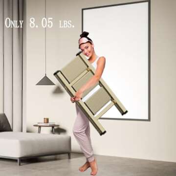 3 Step Lightweight Folding Ladder for Home, 330lbs Aluminum Step Ladder Anti-Slip for Kitchen, Step ...