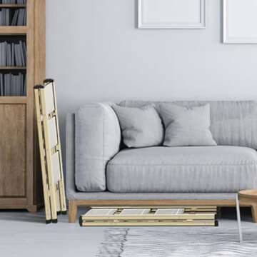 3 Step Lightweight Folding Ladder for Home, 330lbs Aluminum Step Ladder Anti-Slip for Kitchen, Step Stool Foldable Adults for Closet, 330lbs - Champagne Gold