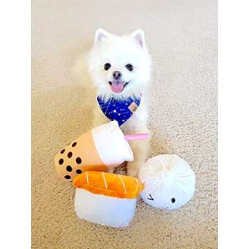 TONBO Cute Food Plush Dog Toys - Boba Time Combo Fun for Dogs
