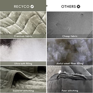 RECYCO Luxury Velvet Quilt Set for All Seasons, Olive Green