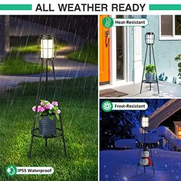 2 Pack Solar Lights Outdoor with Plant Stands - Solar Floor Lamp & Street Lights with Metal Tripod - Patio Decor for Garden, Yard, Pathway, Driveway, Porch