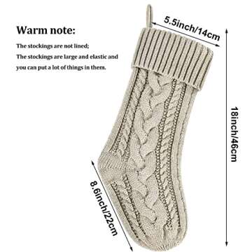 Christmas Stockings Knitted Xmas Stockings Double-Sided 18 Inches Fireplace Stockings for Family Chr...