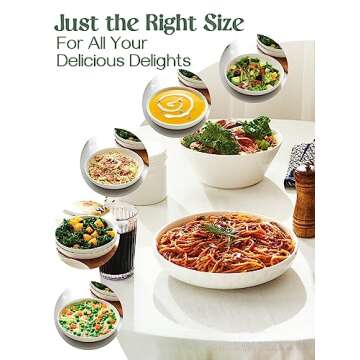 DOWAN Pasta Bowls, 54 oz Large Salad Serving Bowls, 10'' Plates Bowls Set of 4, White Ceramic Soup Bowls for Kitchen Meal Prep, Shallow Dishes Dinner Bowl Microwave Dishwasher Safe