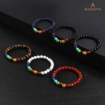 BEADNOVA Natural White Howlite Beads Natural Crystal Beads Stone Gemstone Round Loose Energy Healing Beads with Free Crystal Stretch Cord for Jewelry Making (8mm, 45-48pcs)