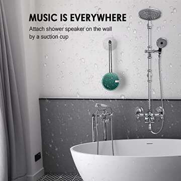 INSMY C12 IPX7 Waterproof Shower Bluetooth Speaker, Portable Small Speaker, Speakers Bluetooth Wireless Loud Clear Sound, Support TF Card Suction Cup for Kayak Canoe Beach Gift (Teal)