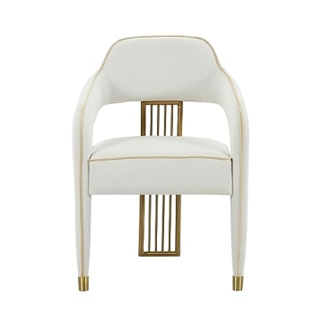 Elegant TOV Corralis Fabric Dining Chair in Cream/Gold
