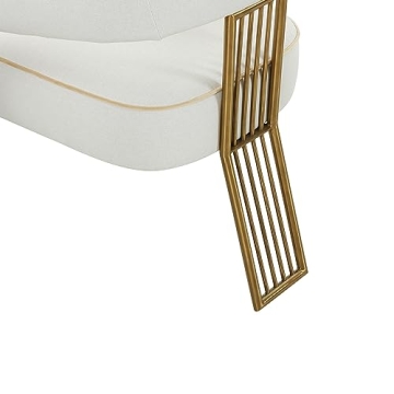 Elegant TOV Corralis Fabric Dining Chair in Cream/Gold