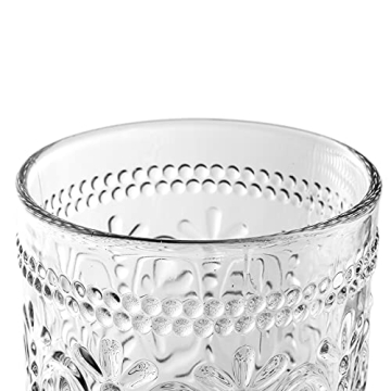 Bekith Vintage Drinking Glasses 6 Pack Elegant 9.5 oz Tumblers