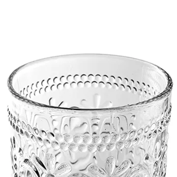 Bekith Vintage Drinking Glasses 6 Pack Elegant 9.5 oz Tumblers