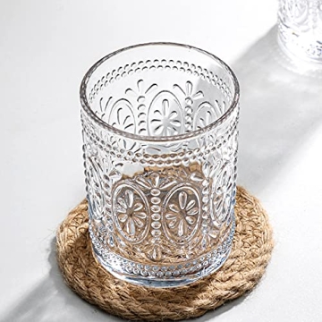 Bekith Vintage Drinking Glasses 6 Pack Elegant 9.5 oz Tumblers