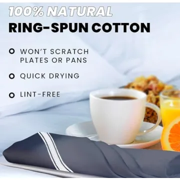 Zeppoli Classic Kitchen Towels - 15 Pack - 14" x 25" - 100% Natural Cotton Kitchen Dish Towels - Reusable Cleaning Cloths - Tea Towels - Super Absorbent - Machine Washable Hand Towels - Black Base