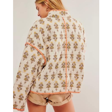 Stylish Floral Quilted Puffer Jacket Ideal for Women