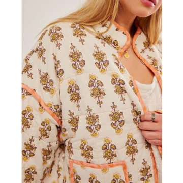 Stylish Floral Quilted Puffer Jacket Ideal for Women