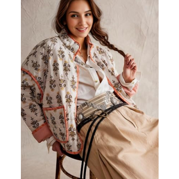 Stylish Floral Quilted Puffer Jacket Ideal for Women