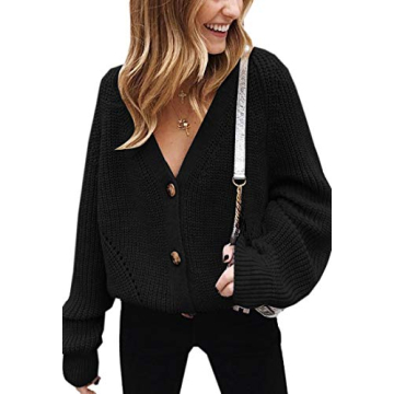 Angashion Women's Cozy Cable Knit Cardigan Sweater