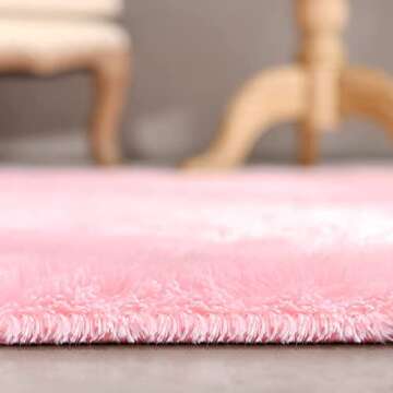 Espiraio Pink Shaggy Rugs for Bedroom Living Room, 4x5.9 Feet Super Soft Fluffy Fuzzy Area Rug for Kids Baby Nursery, Modern Indoor Plush Carpet for Home Decor, Floor Furry Rugs for Children Dorm Rug