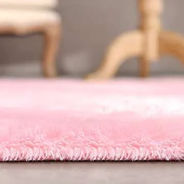 Espiraio Pink Shaggy Rugs for Bedroom Living Room, 4x5.9 Feet Super Soft Fluffy Fuzzy Area Rug for Kids Baby Nursery, Modern Indoor Plush Carpet for Home Decor, Floor Furry Rugs for Children Dorm Rug