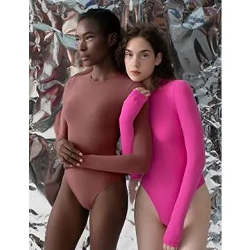 PUMIEY Long Sleeve Bodysuit for Women in Merlot