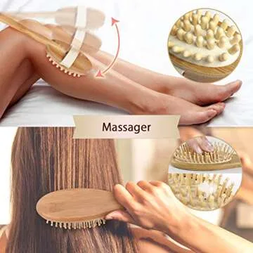 Dry Body Brushing Set - Natural Bristle Shower Brush - Remove Dead Skin & Toxins, Cellulite Treatment, Improves Lymphatic Functions, Exfoliates, Stimulates Circulation, Head to Toe Skin Glowing Set