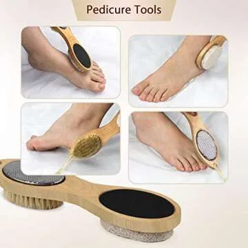 Dry Body Brushing Set - Natural Bristle Shower Brush - Remove Dead Skin & Toxins, Cellulite Treatment, Improves Lymphatic Functions, Exfoliates, Stimulates Circulation, Head to Toe Skin Glowing Set