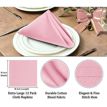 Ruvanti Cloth Napkins Set 12 Durable 18x18 for Dining