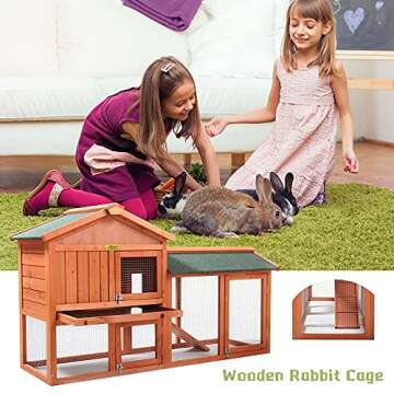 COZIWOW 2-Tier Rabbit Hutch Indoor/Outdoor, Weatherproof Wooden Bunny Run Cag w/Ample Activity Areas...